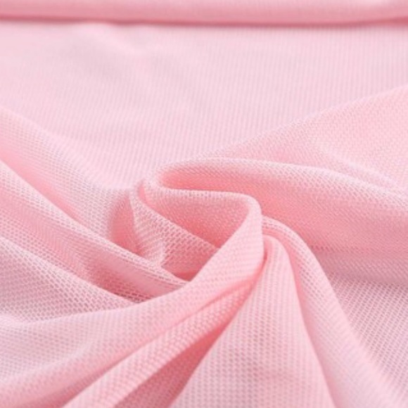 Pink Black lace tulle babydoll set with thong open - Picture 9 of 11